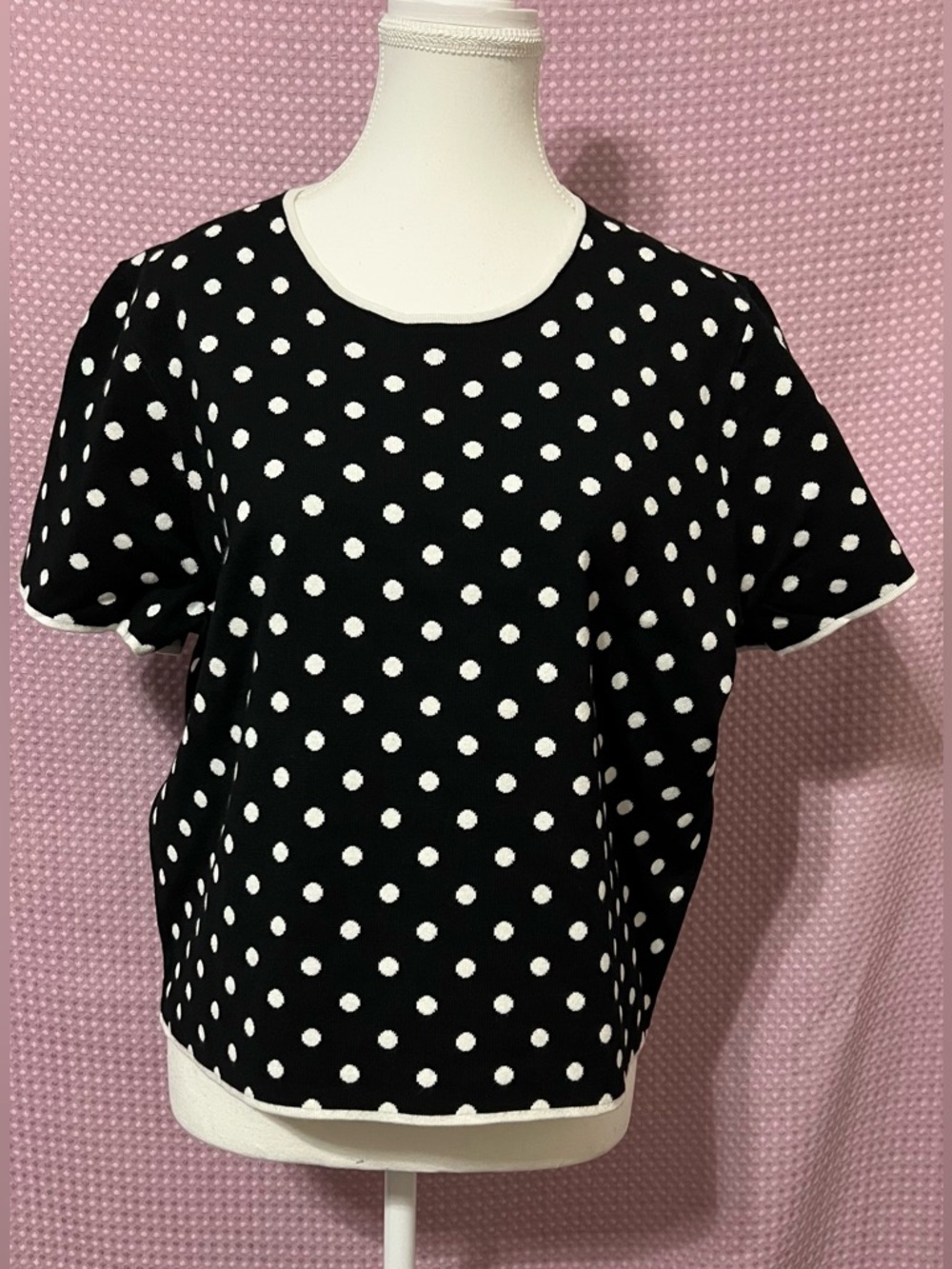 Joie Black Top with White Polka Dots
